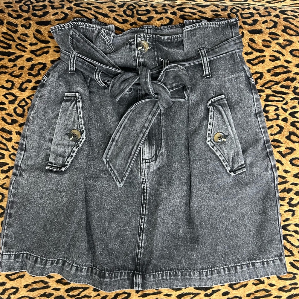 Black Gray Who What Wear Denim Skirt